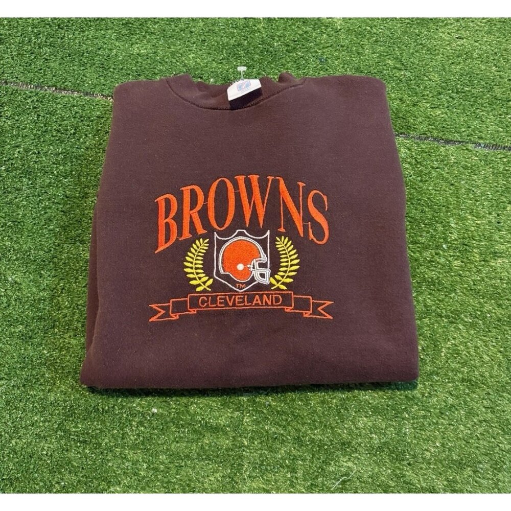 Vintage Cleveland Browns sweatshirt mens XL brown crewneck Logo 7 embroidered RK